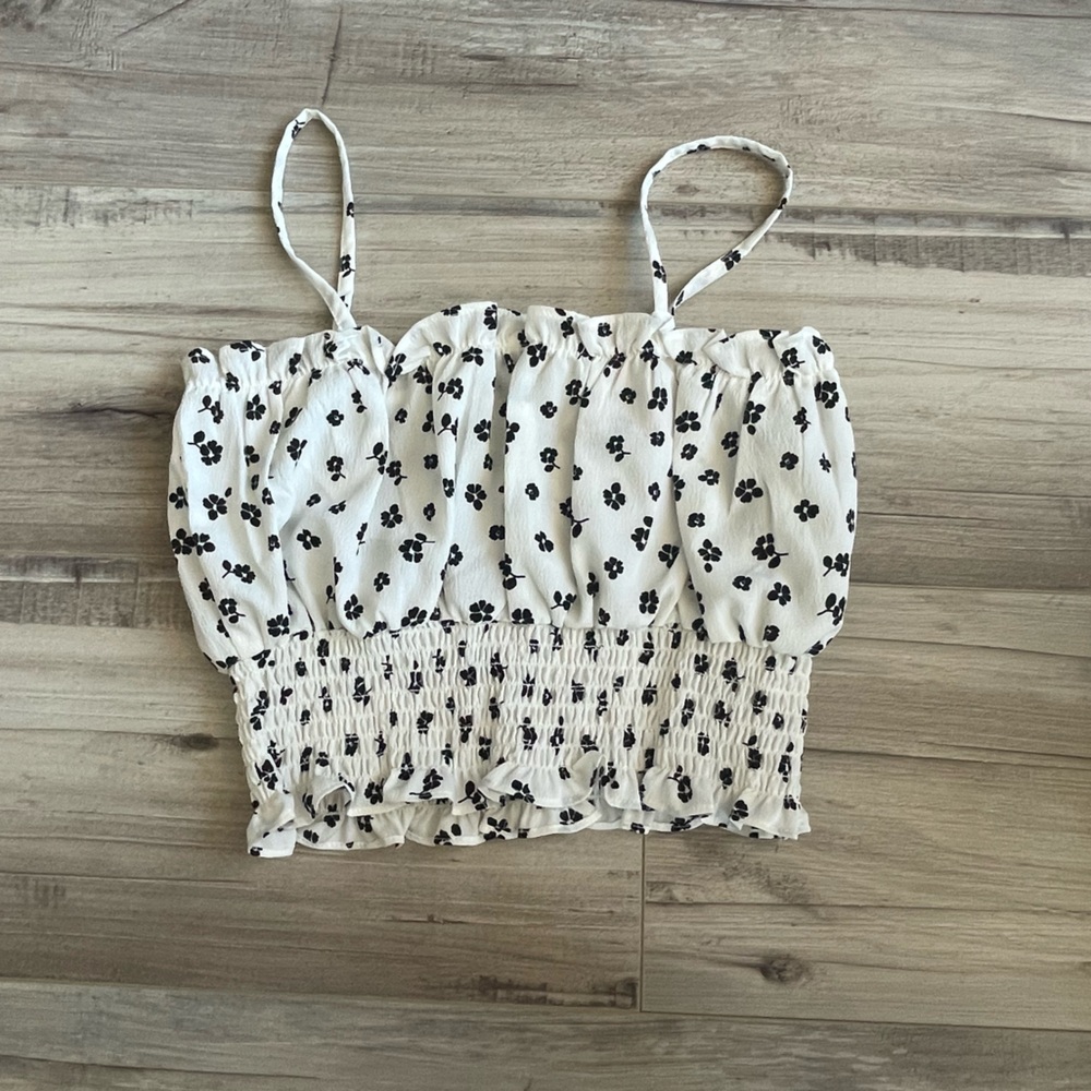 Topshop Petite White Floral Cropped Camisole